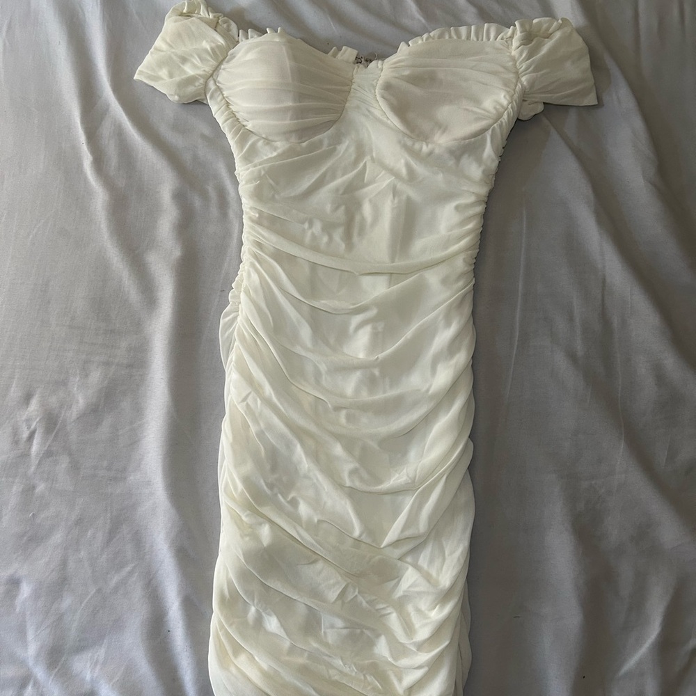 Windsor Off-Shoulder White Mini Dress